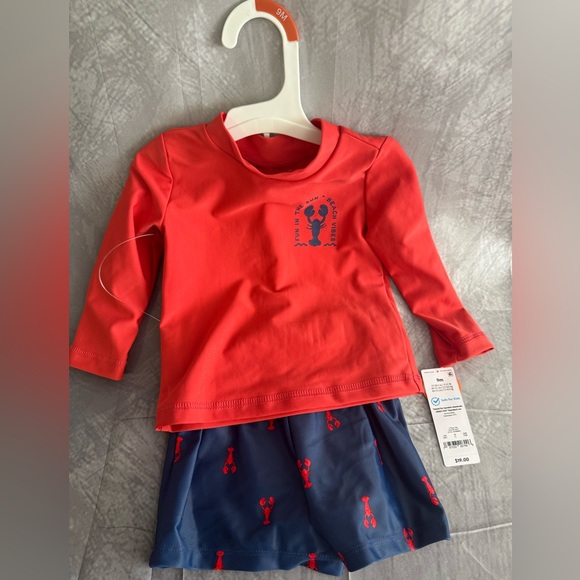 Carter’s Just One You Baby Boys Long Sleeve Lobster Rash Guard & Swim Trunks 9M - Picture 1 of 5